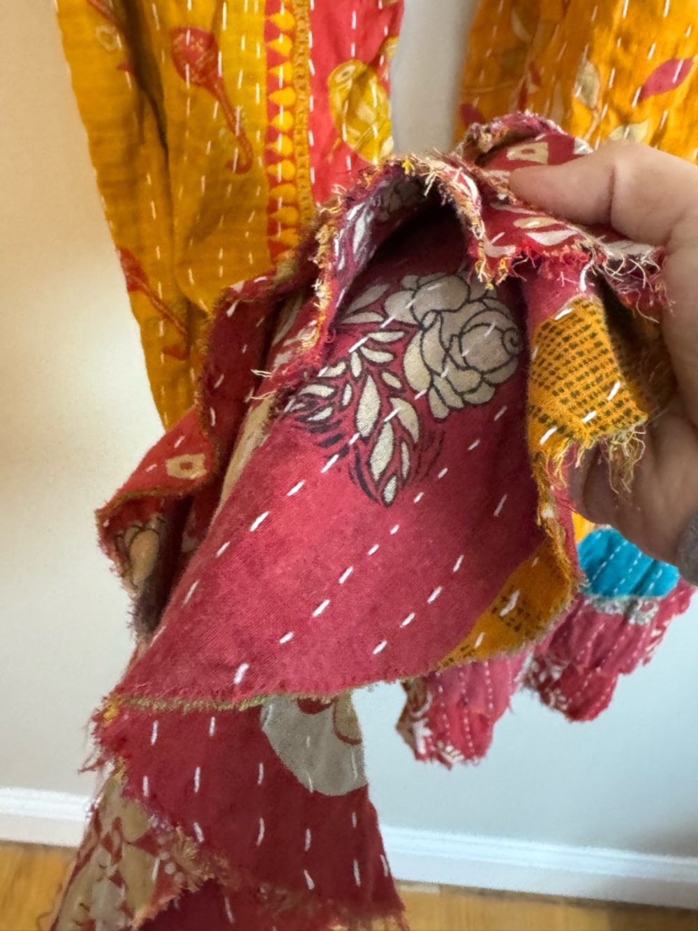 Jaded Gypsy Kantha Sunrise Ruffle Pants Quilted Patchwork Boho One Size - Picture 8 of 12